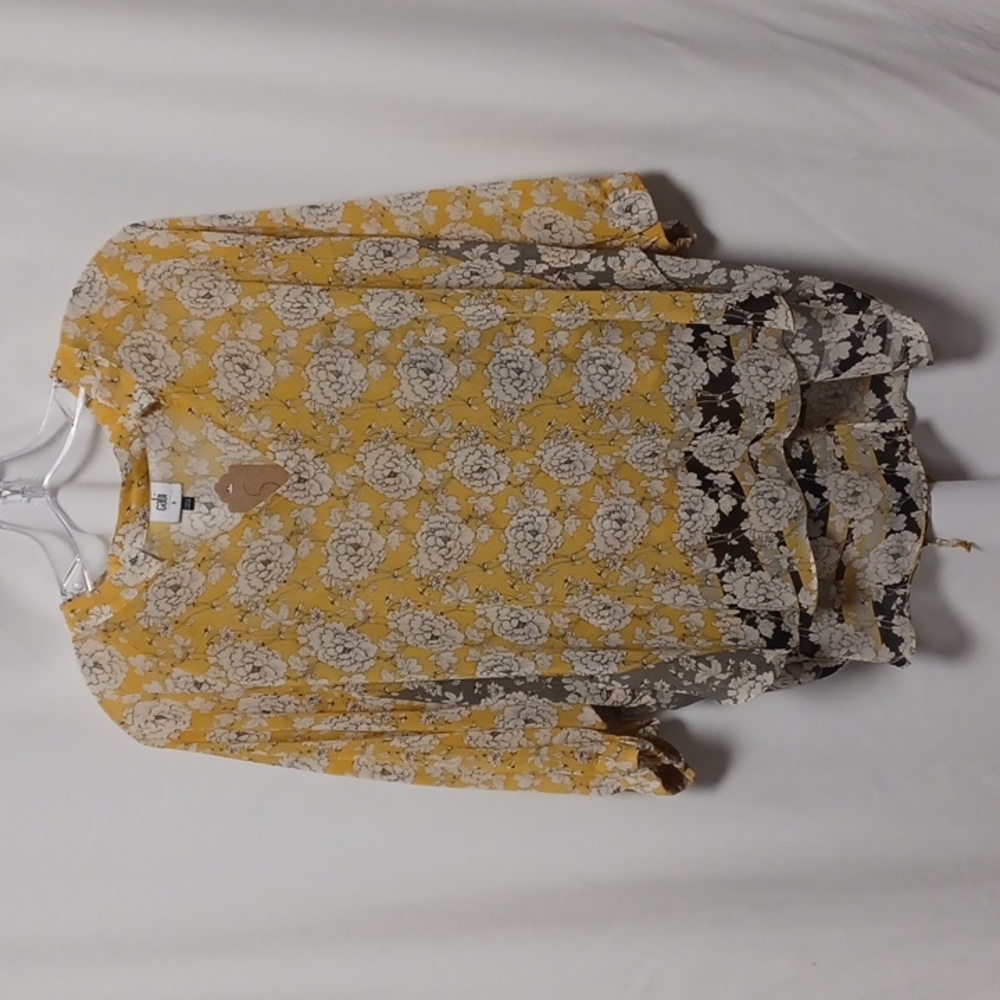 Cabi Semi Sheer Drop Shoulder Dolman Short Sleeve Top Women's Small